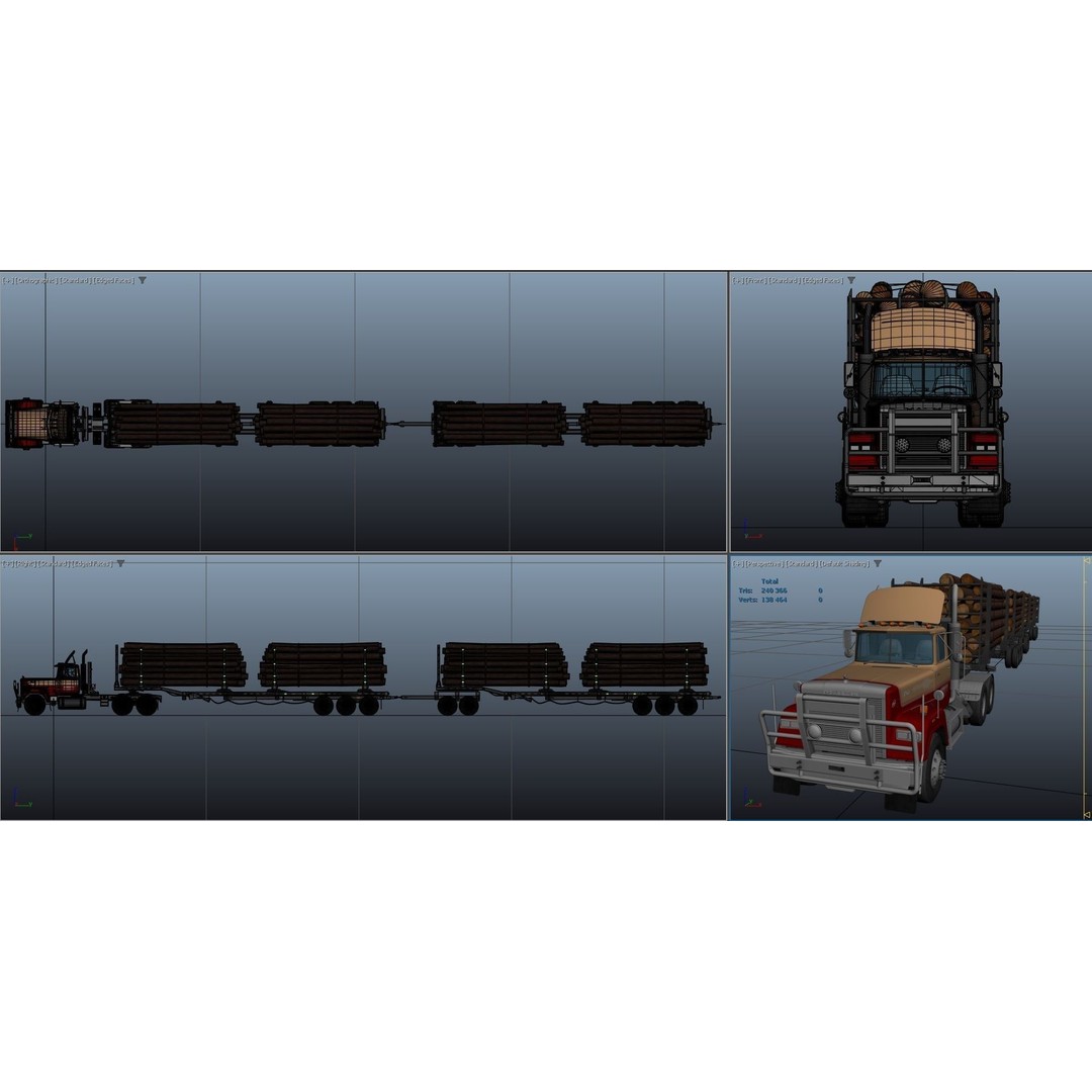 SuperLiner Logger Truck 3D Model – Low Poly Game Ready Asset, FBX - View 40