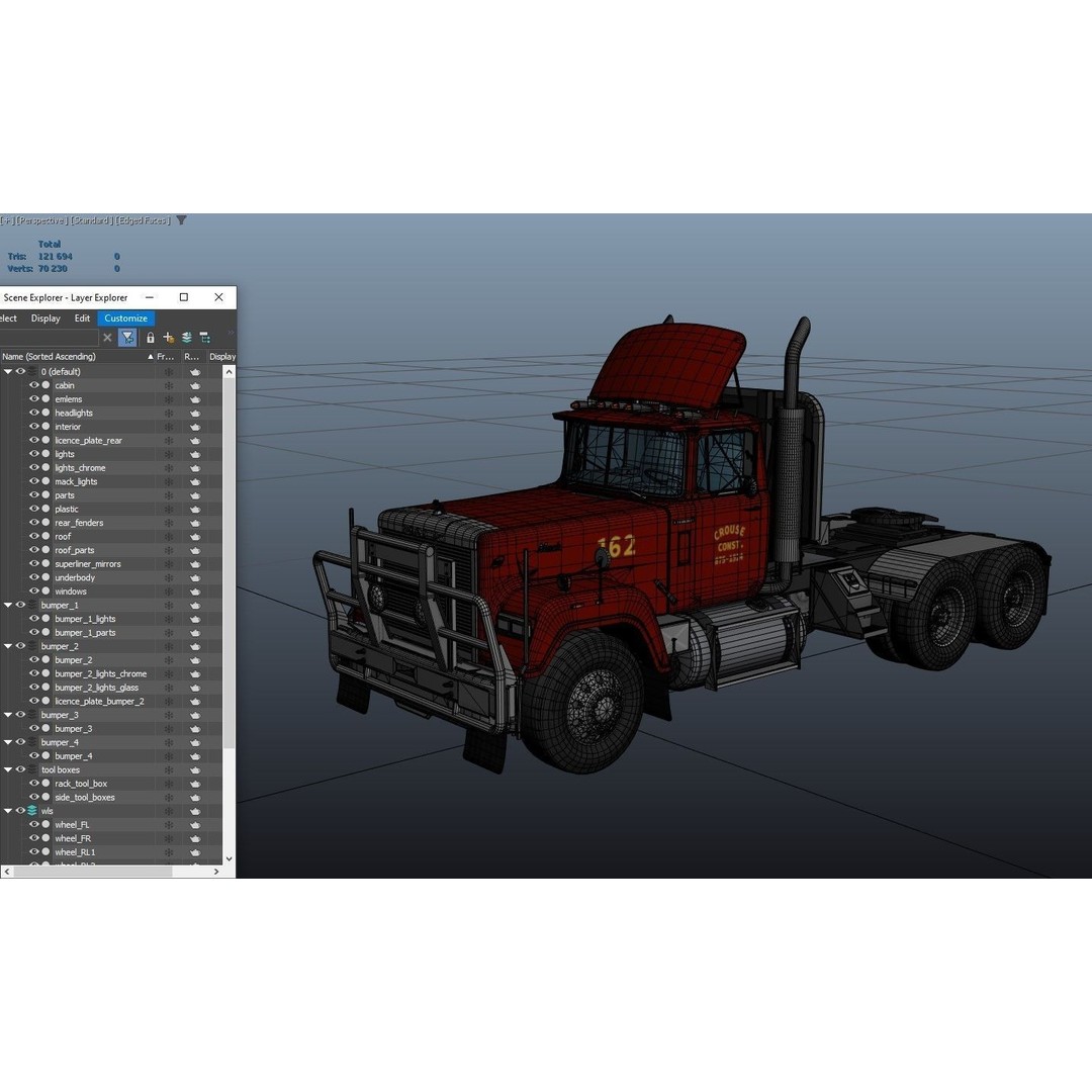 SuperLiner Logger Truck 3D Model – Low Poly Game Ready Asset, FBX - View 41
