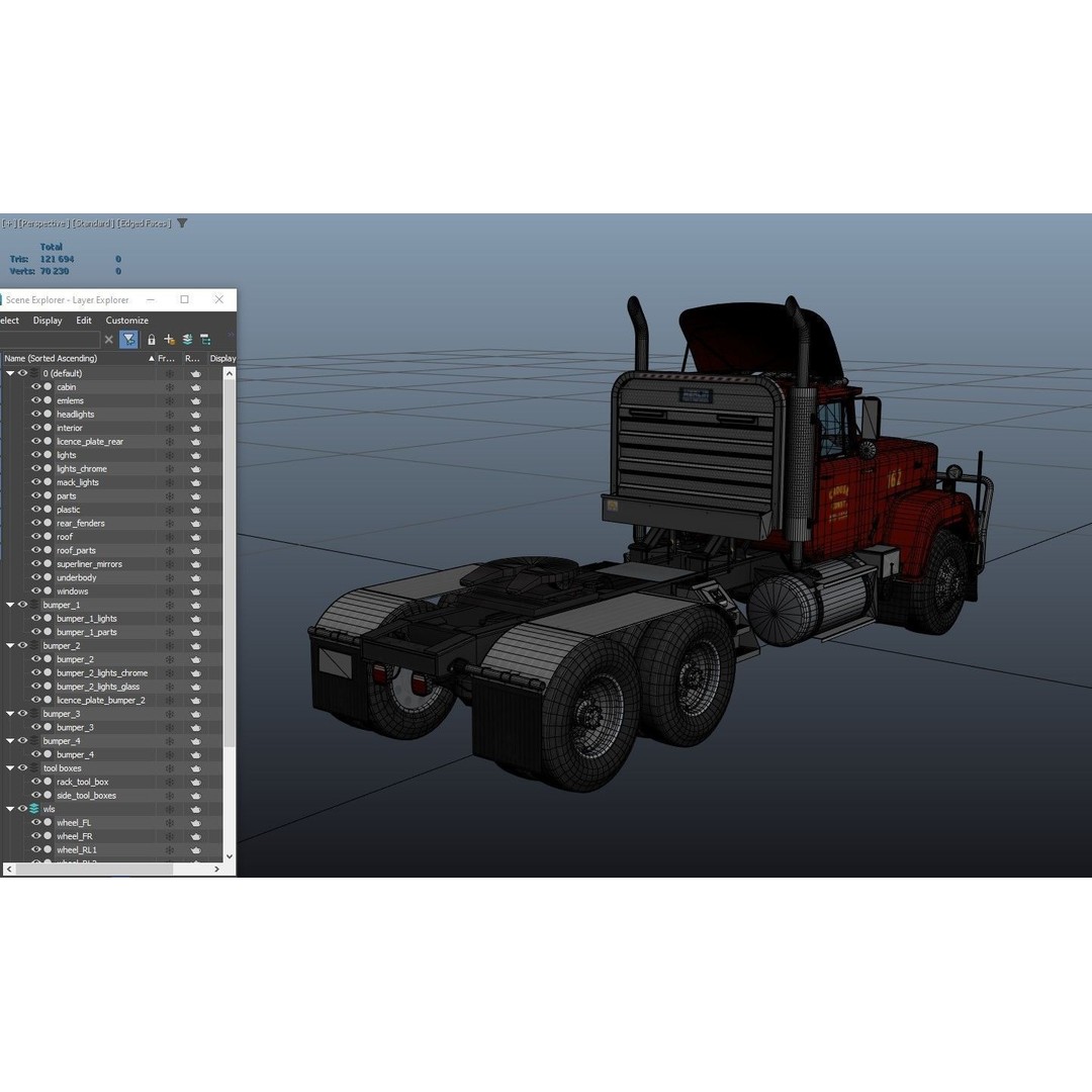 SuperLiner Logger Truck 3D Model – Low Poly Game Ready Asset, FBX - View 44