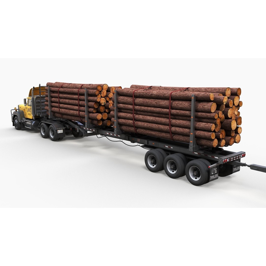 SuperLiner Logger Truck 3D Model – Low Poly Game Ready Asset, FBX - View 6