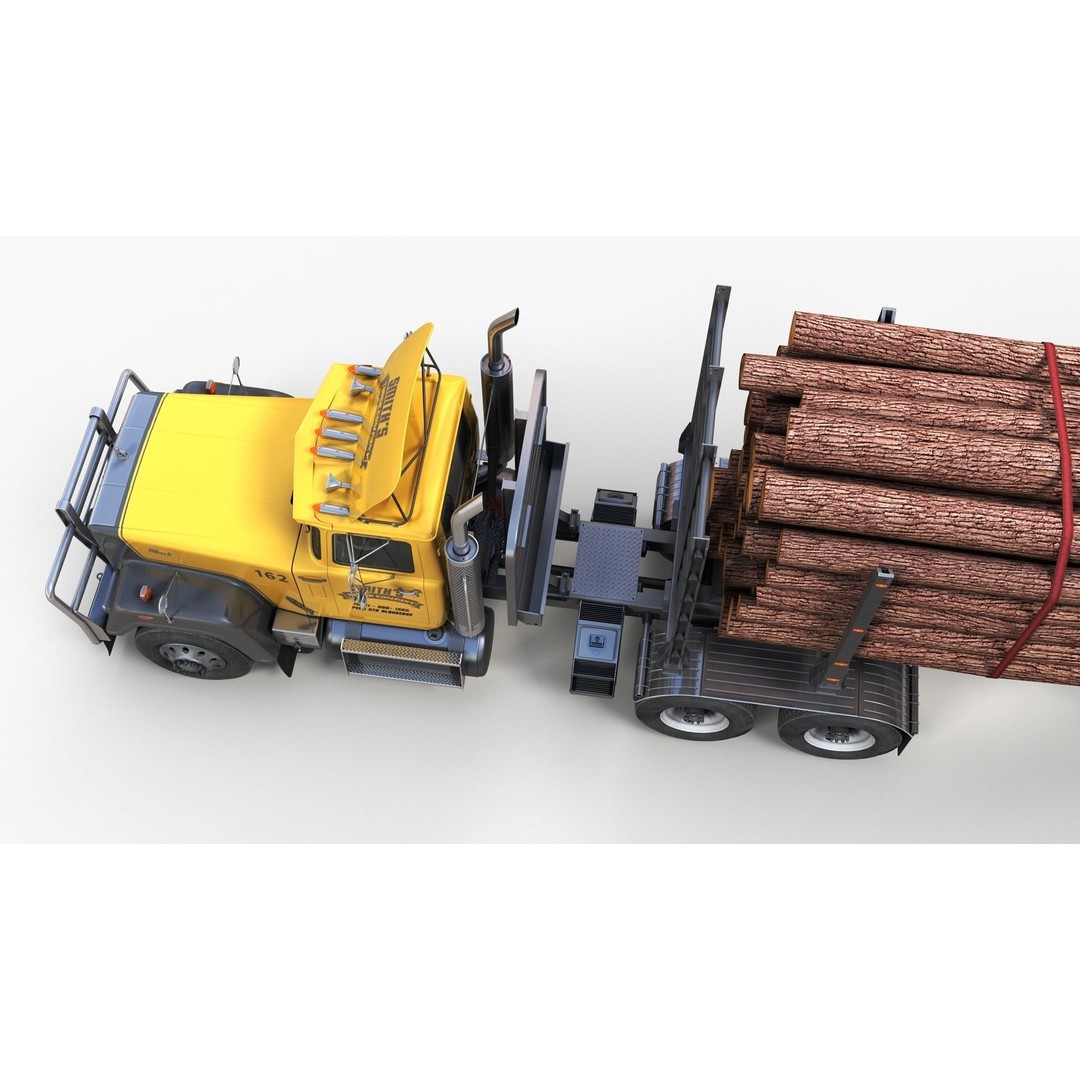SuperLiner Logger Truck 3D Model – Low Poly Game Ready Asset, FBX - View 7
