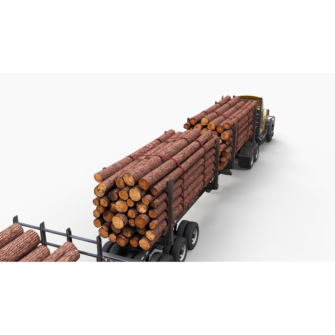 SuperLiner Logger Truck 3D Model – Low Poly Game Ready Asset, FBX - View 8