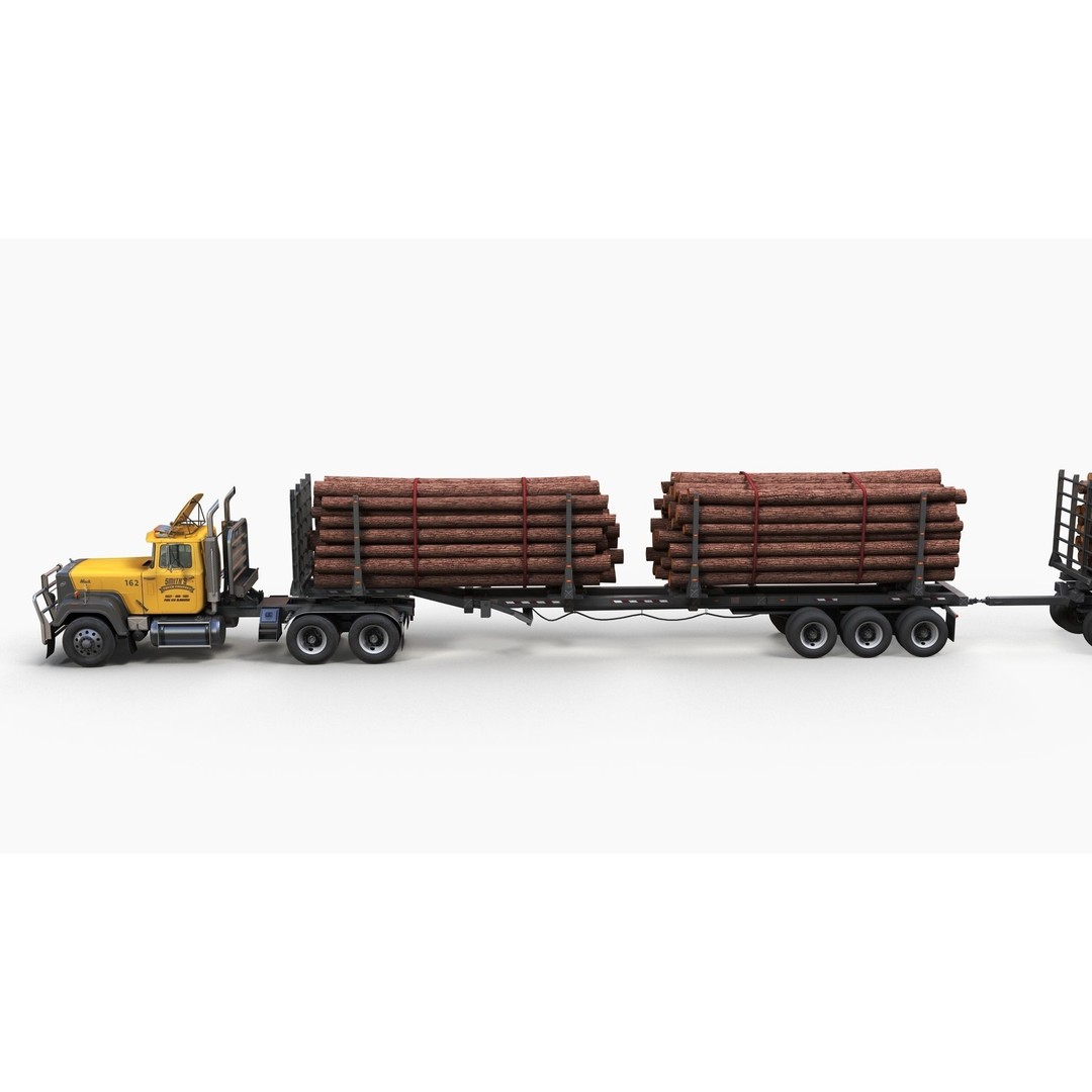 SuperLiner Logger Truck 3D Model – Low Poly Game Ready Asset, FBX - View 9