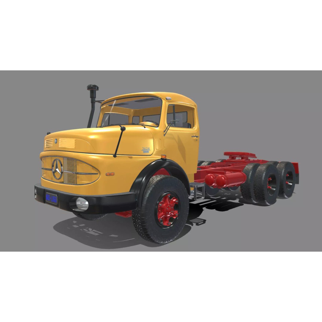 Mercedes-Benz 2624 Tractor Unit 3D Model – High Poly Game-Ready Asset, Blender - View 27