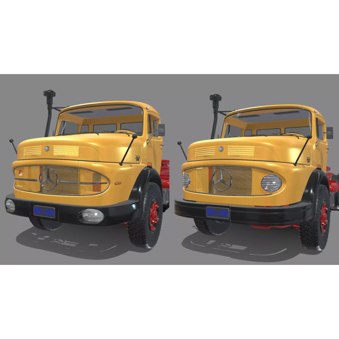 Mercedes-Benz 2624 Tractor Unit 3D Model – High Poly Game-Ready Asset, Blender - View 3