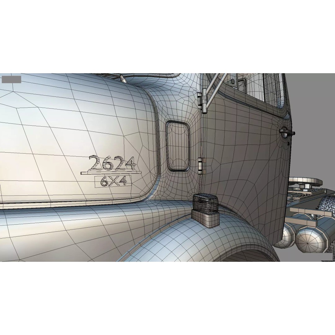 Mercedes-Benz 2624 Tractor Unit 3D Model – High Poly Game-Ready Asset, Blender - View 39