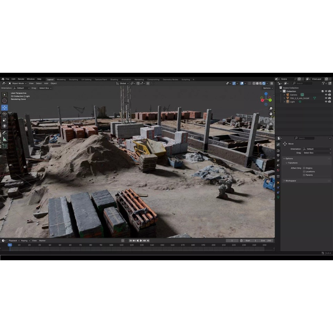 Foundation Footings 3D Model – Photogrammetry High Poly Asset, FBX