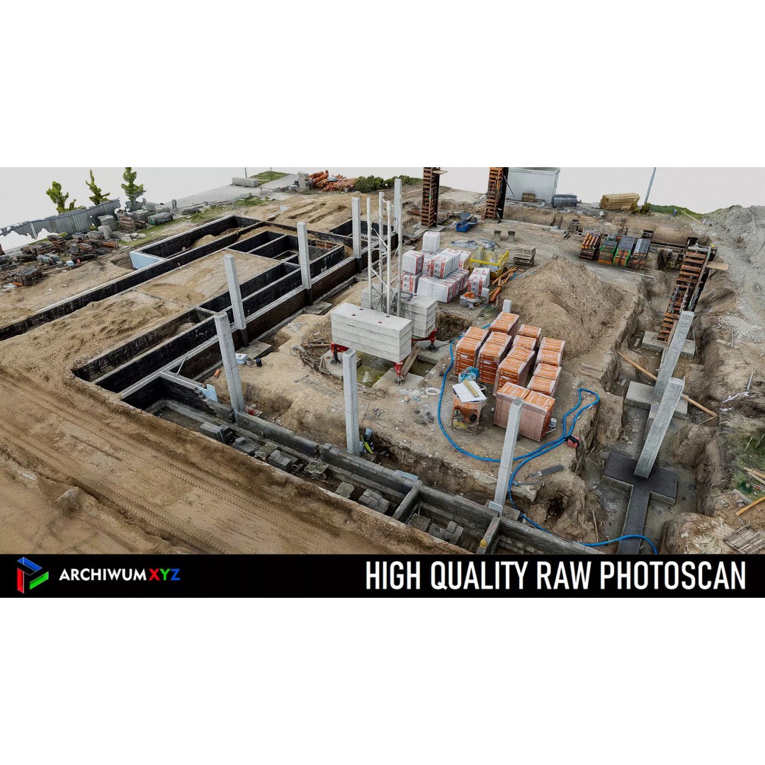 Foundation Footings 3D Model – Photogrammetry High Poly Asset, FBX - View 2