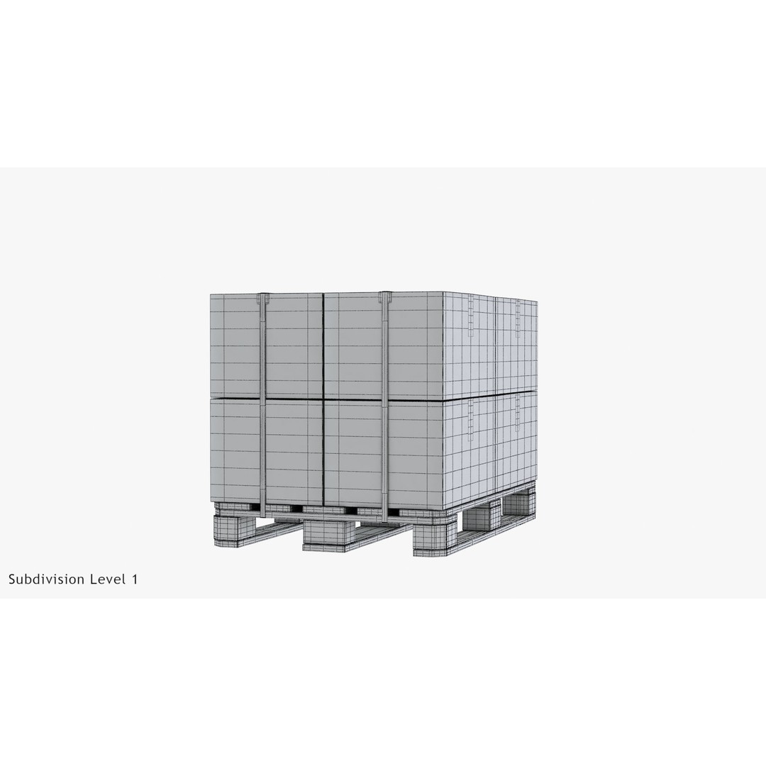 Pallet with Boxes 3D Model – Low Poly Industrial Asset, FBX
