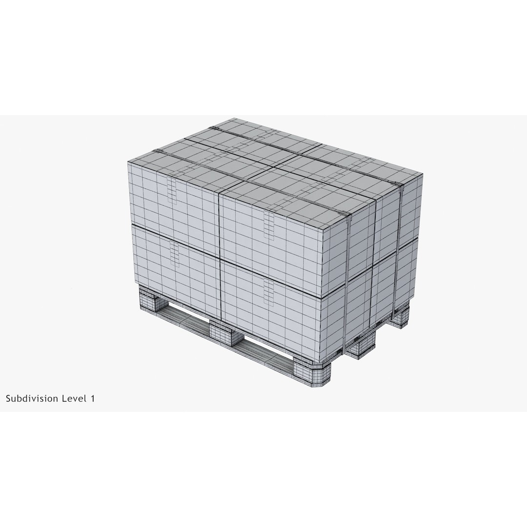 Pallet with Boxes 3D Model – Low Poly Industrial Asset, FBX - View 10