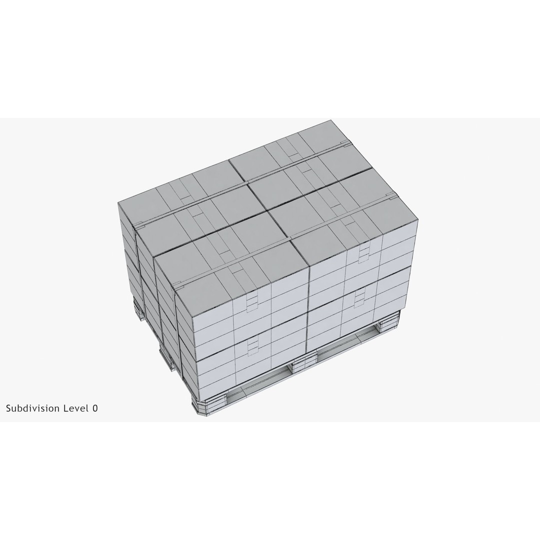 Pallet with Boxes 3D Model – Low Poly Industrial Asset, FBX - View 12