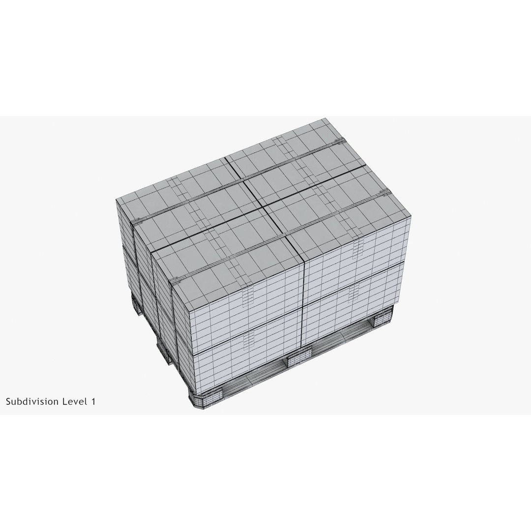 Pallet with Boxes 3D Model – Low Poly Industrial Asset, FBX - View 13