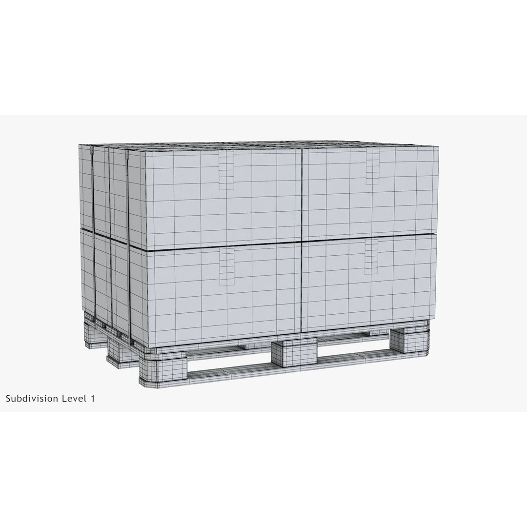 Pallet with Boxes 3D Model – Low Poly Industrial Asset, FBX - View 15