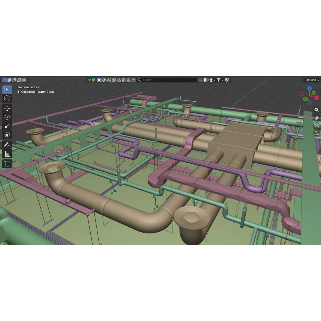 Industrial HVAC Ceiling System 3D Model – Low Poly PBR Asset for Archviz - View 10