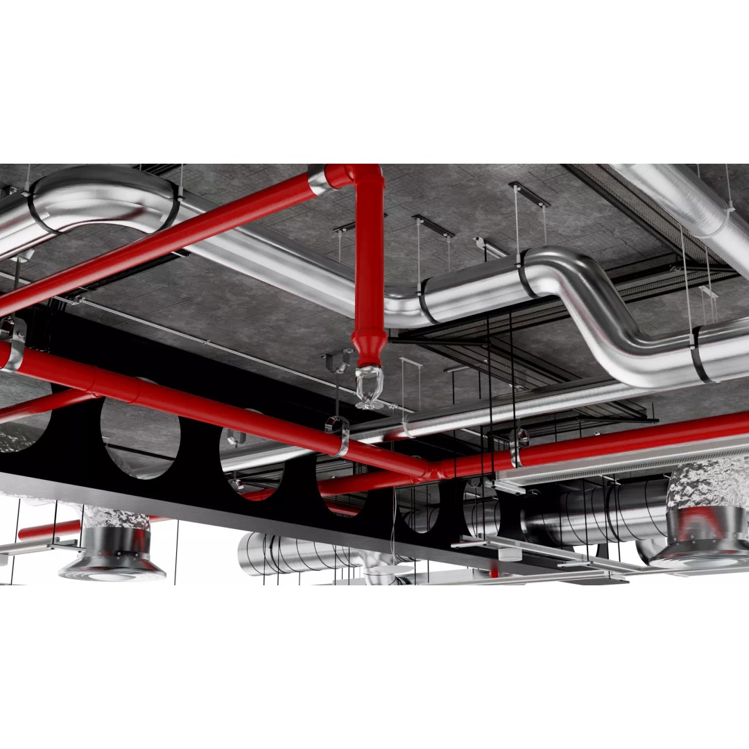 Industrial HVAC Ceiling System 3D Model – Low Poly PBR Asset for Archviz - View 5