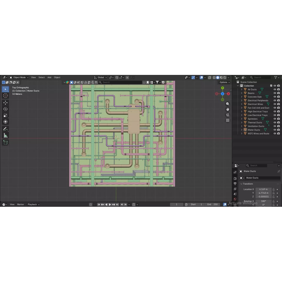 Industrial HVAC Ceiling System 3D Model – Low Poly PBR Asset for Archviz - View 8