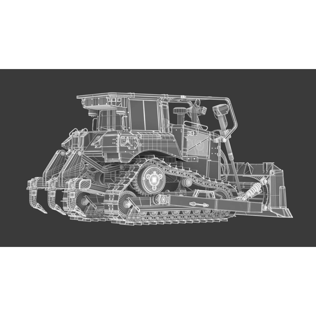 CAT Medium Dozer D6 Tier 4 3D Model – High Poly PBR Asset, FBX, OBJ - View 19