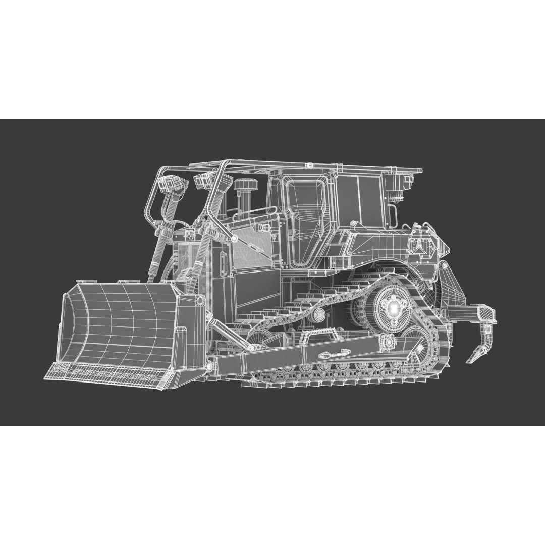 CAT Medium Dozer D6 Tier 4 3D Model – High Poly PBR Asset, FBX, OBJ - View 3