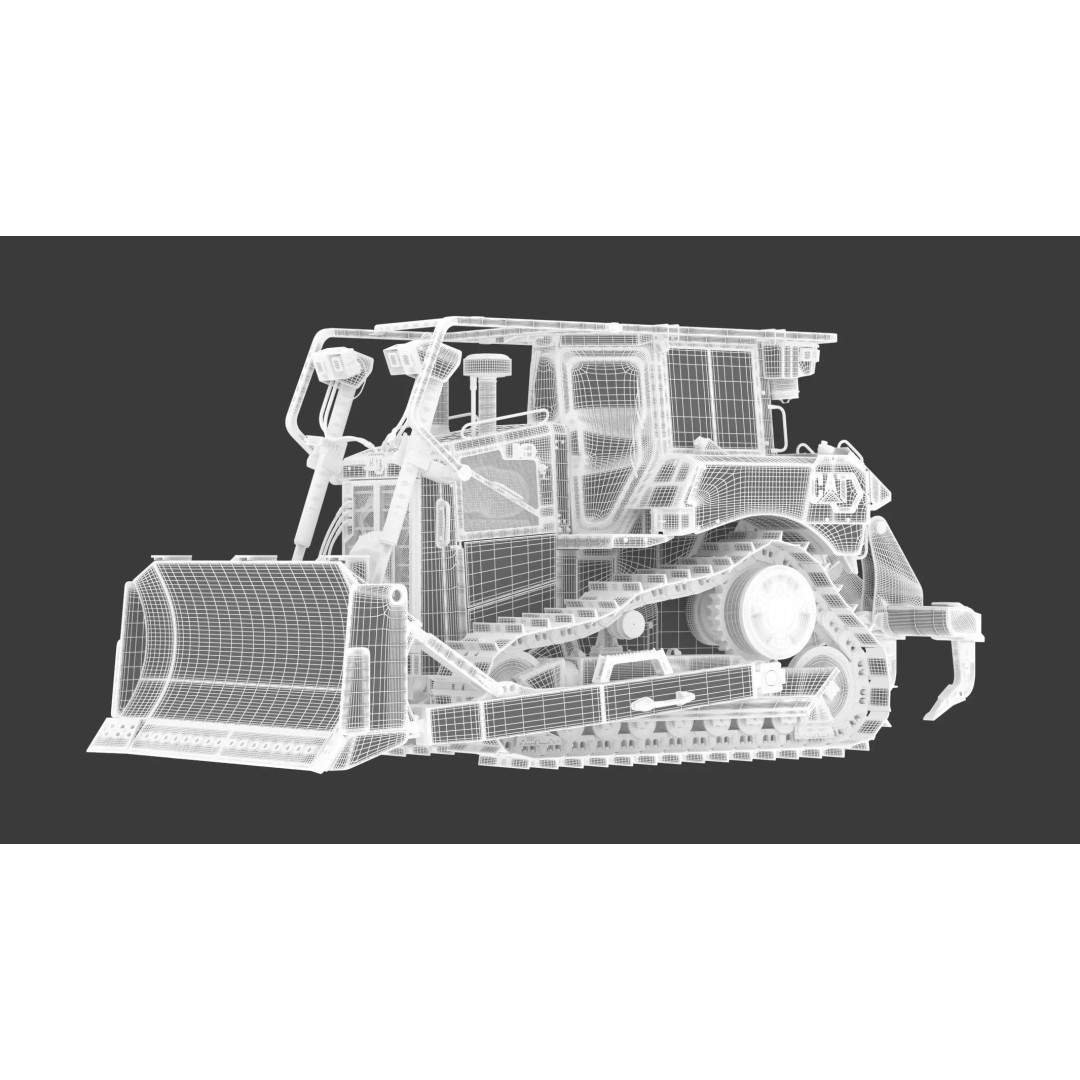 CAT Medium Dozer D6 Tier 4 3D Model – High Poly PBR Asset, FBX, OBJ - View 4