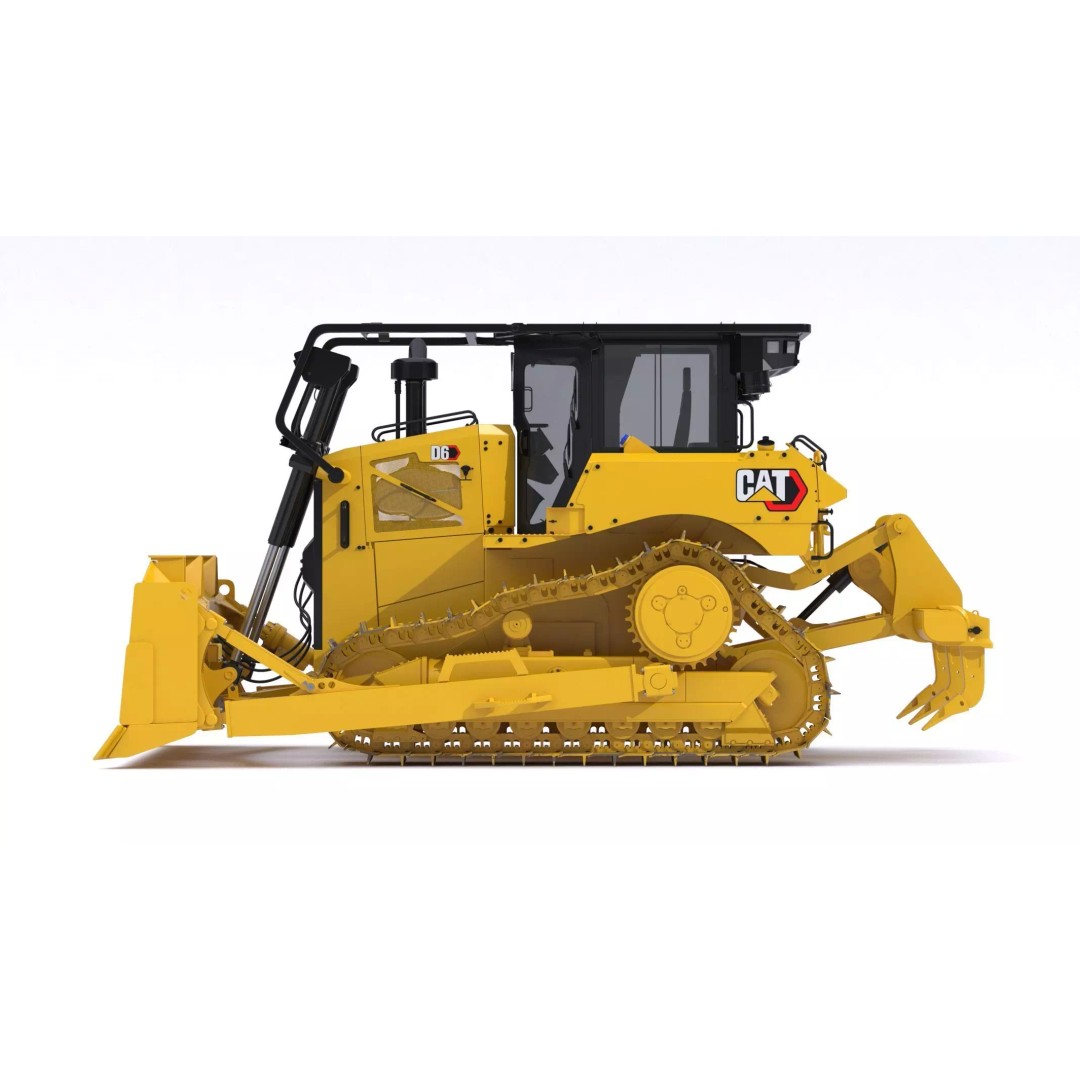 CAT Medium Dozer D6 Tier 4 3D Model – High Poly PBR Asset, FBX, OBJ - View 6