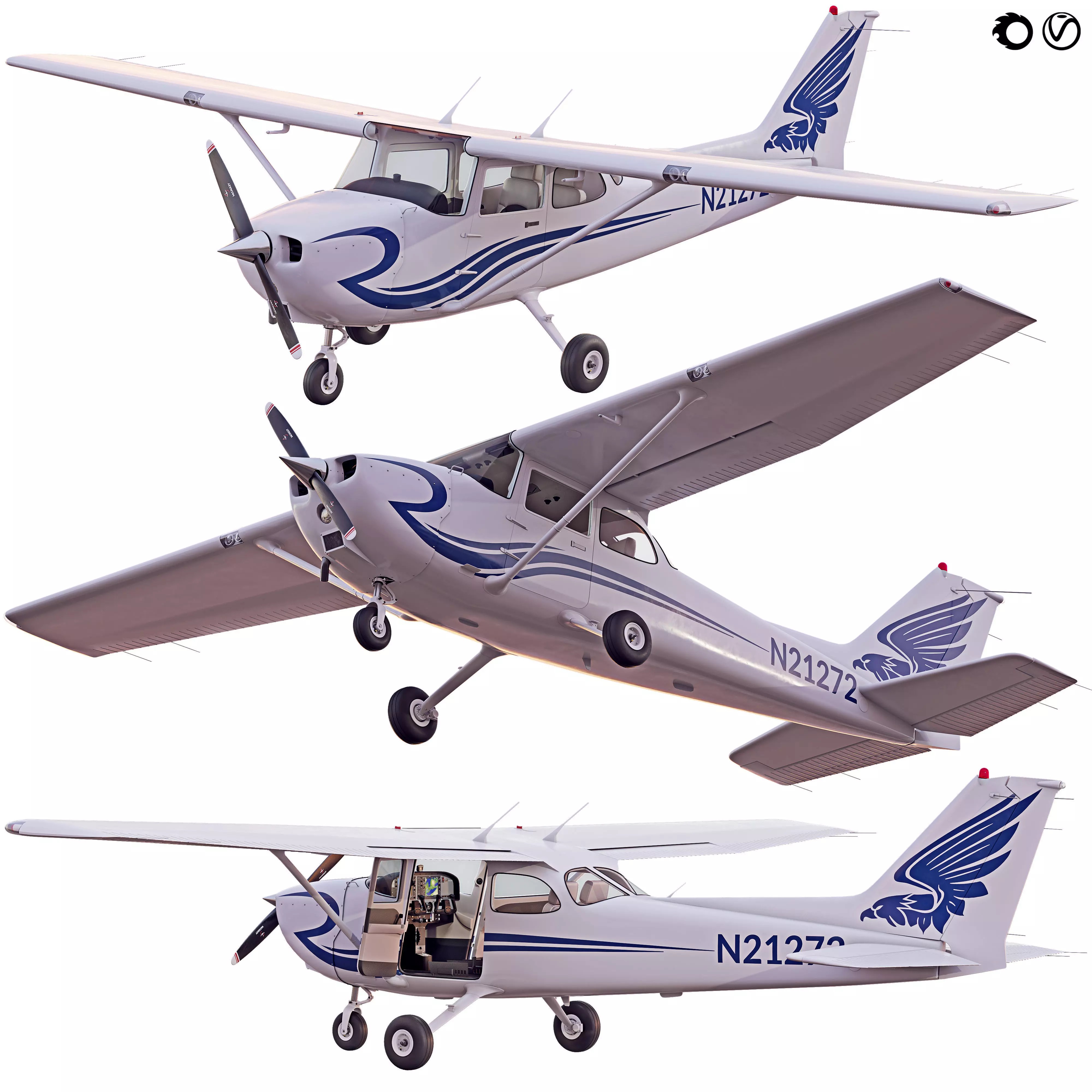 Cessna 172 - Game-Ready 3D Model - View 2