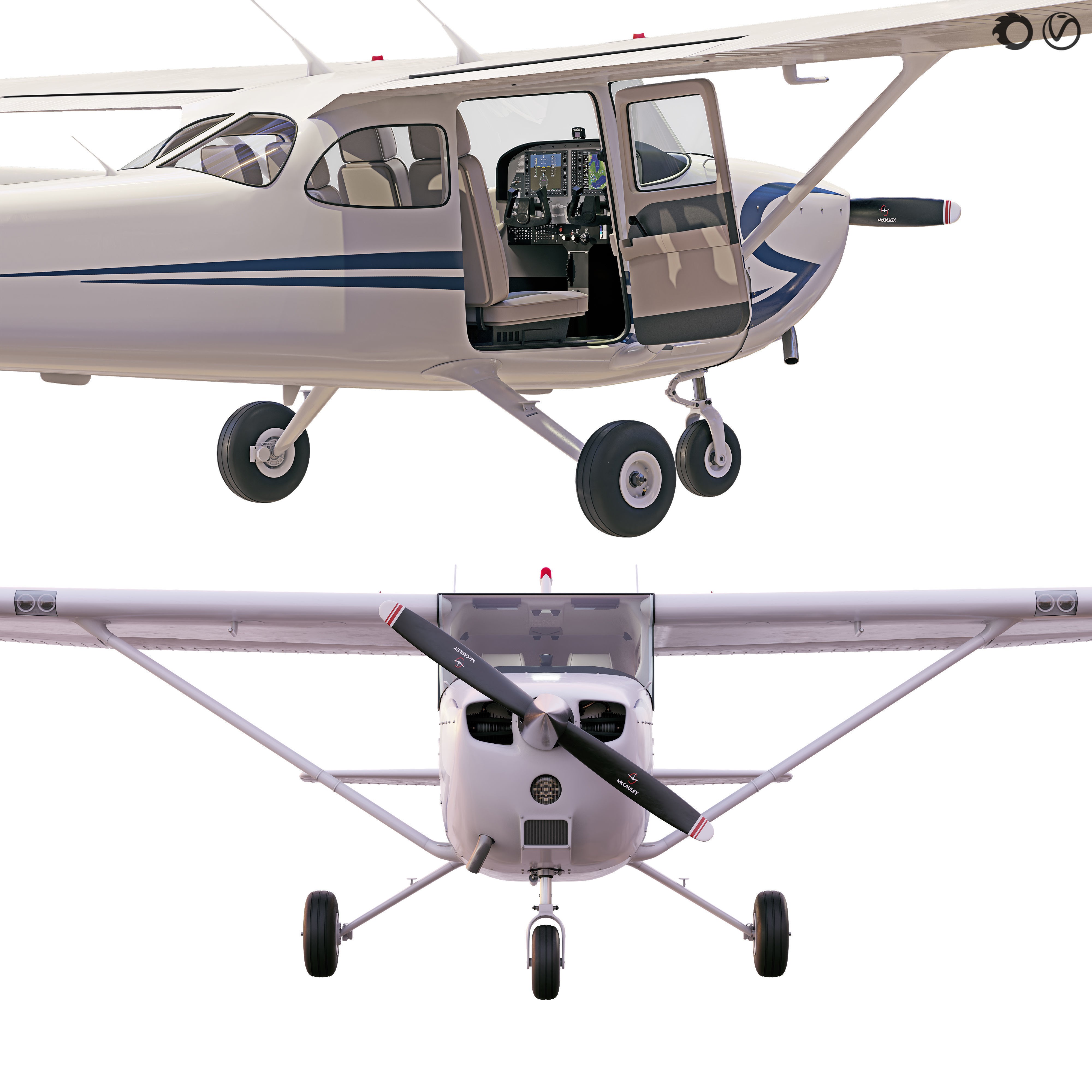 Cessna 172 - Game-Ready 3D Model - View 6