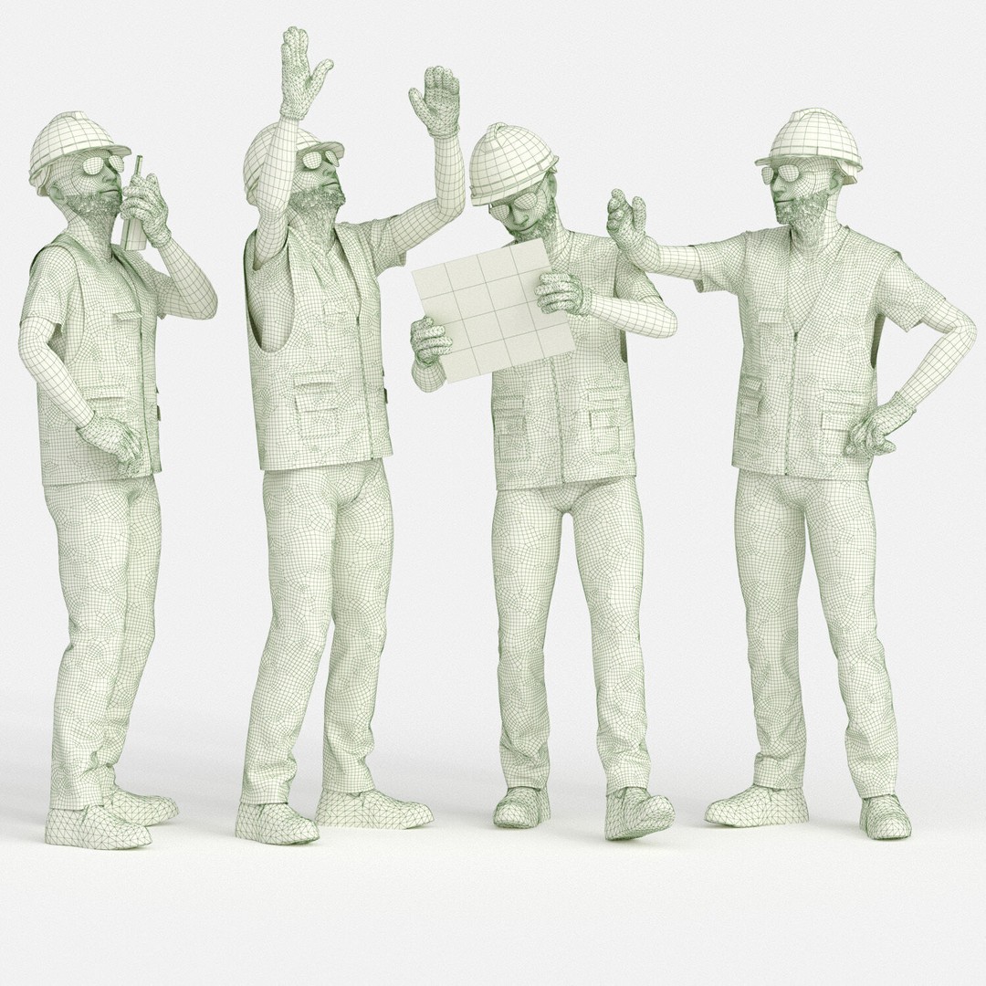 Realistic Construction Worker Outfit 3D Model – Low Poly PPE Set, FBX