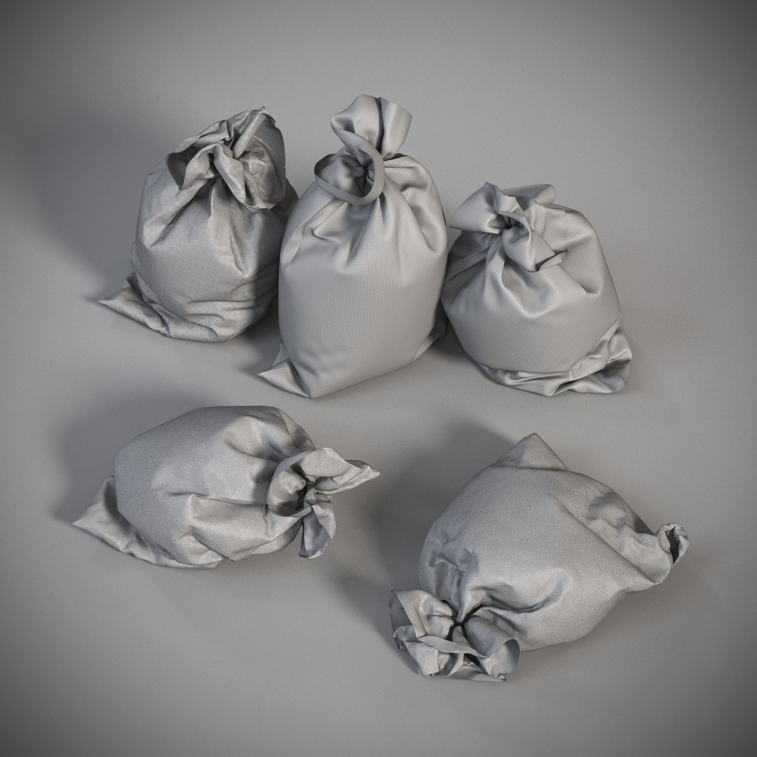 Sack 3D Model – Low Poly Industrial Bag, FBX, PBR Textures - View 3