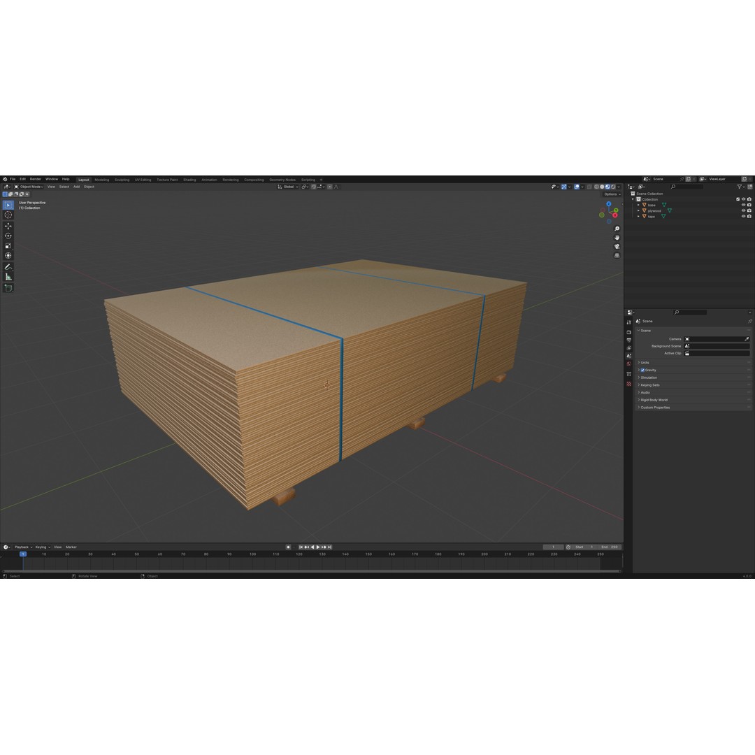 Stack of Plywoods 3D Model – Game Ready PBR Asset, FBX, OBJ - View 14