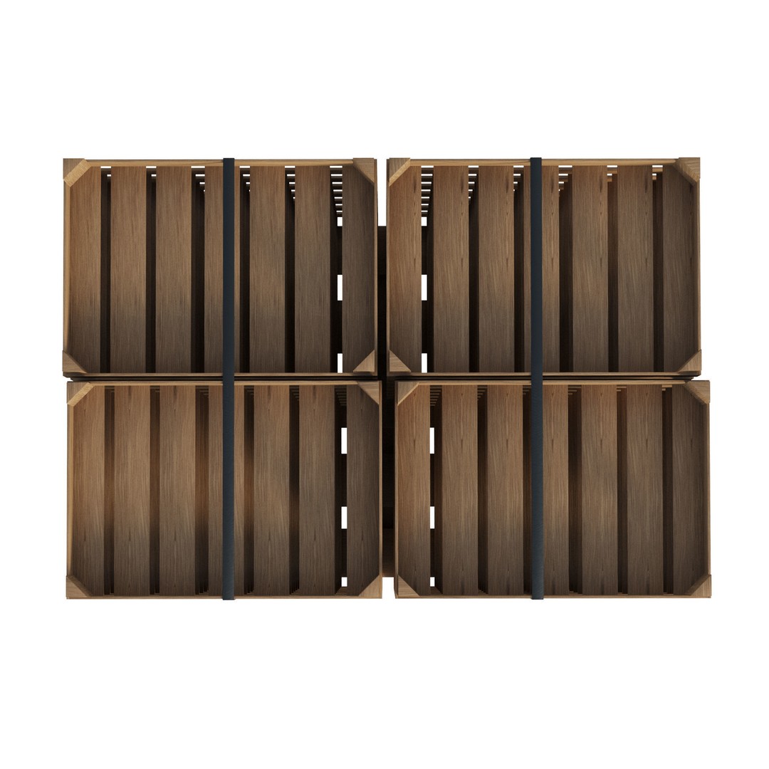 Wooden Fruit Crates 3D Model – PBR Textured, Game Ready, FBX - View 11