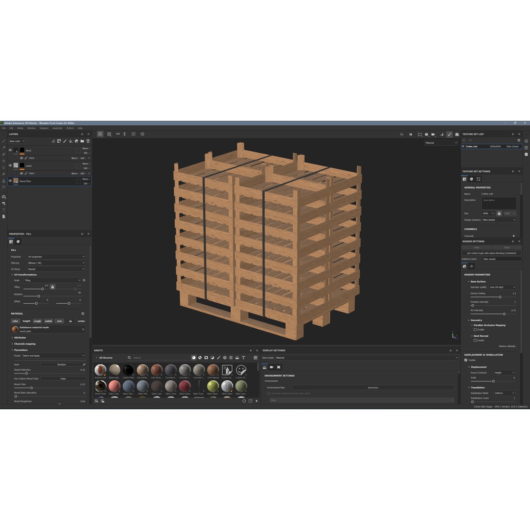 Wooden Fruit Crates 3D Model – PBR Textured, Game Ready, FBX - View 15