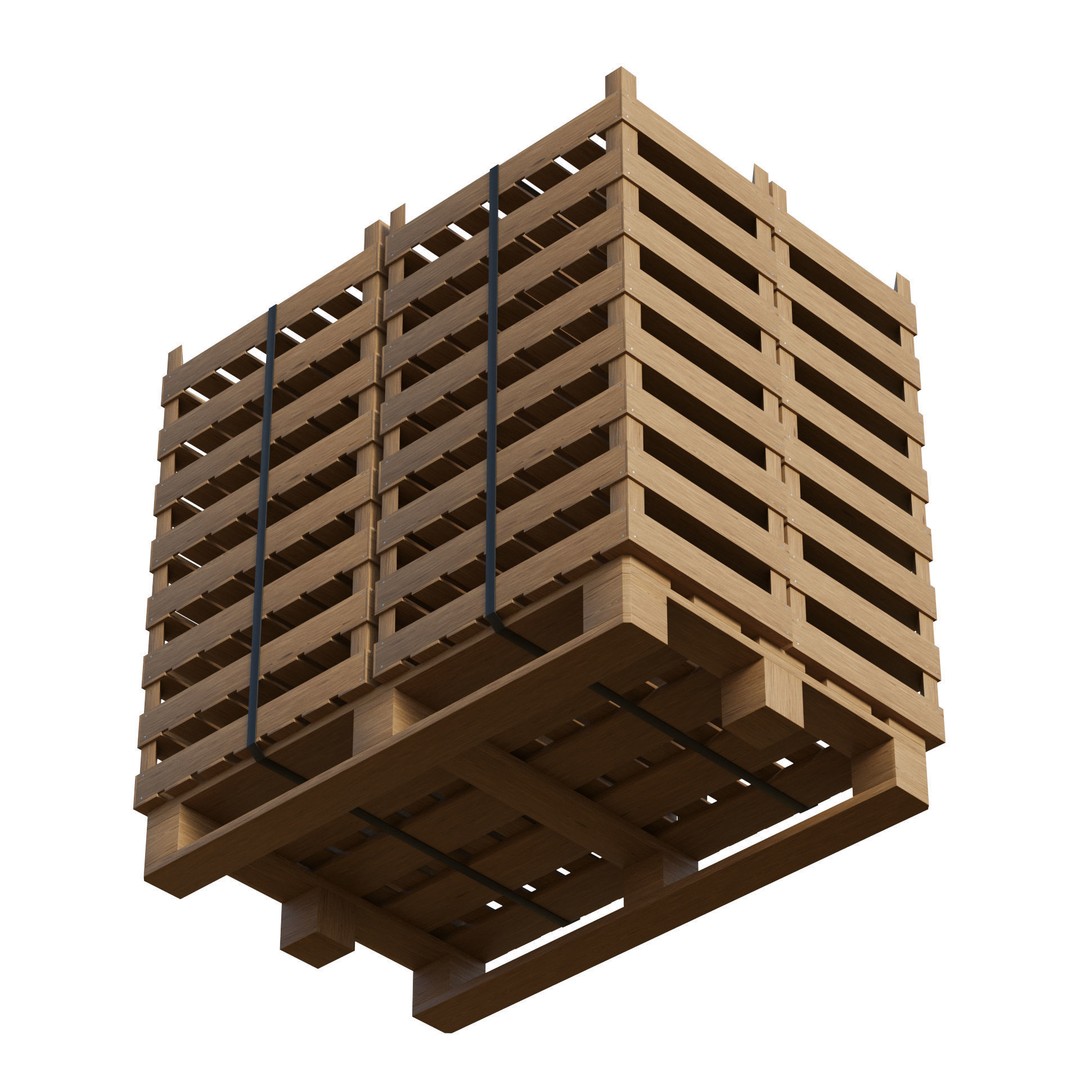 Wooden Fruit Crates 3D Model – PBR Textured, Game Ready, FBX - View 4