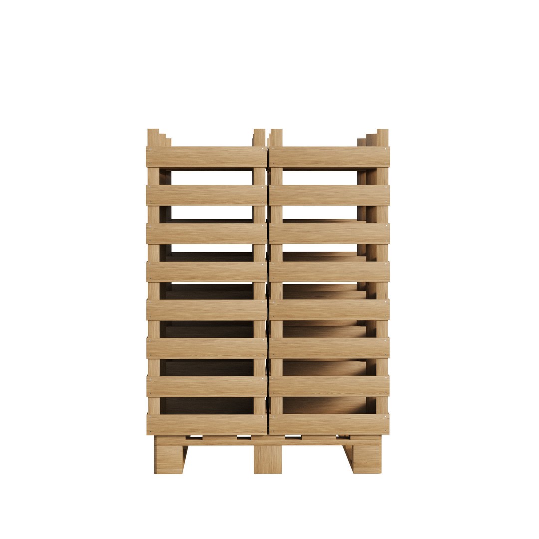 Wooden Fruit Crates 3D Model – PBR Textured, Game Ready, FBX - View 5
