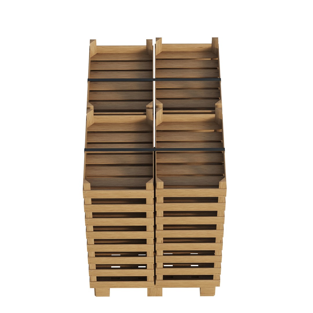 Wooden Fruit Crates 3D Model – PBR Textured, Game Ready, FBX - View 6