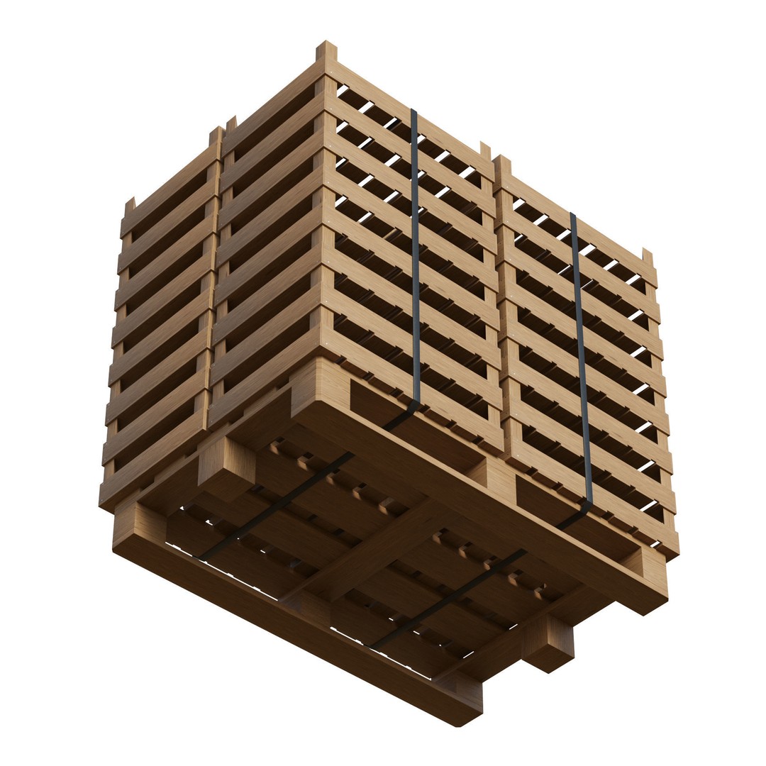 Wooden Fruit Crates 3D Model – PBR Textured, Game Ready, FBX - View 8