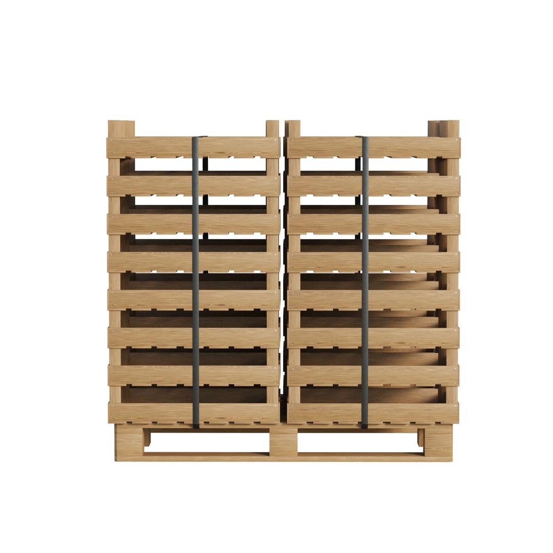 Wooden Fruit Crates 3D Model – PBR Textured, Game Ready, FBX - View 9