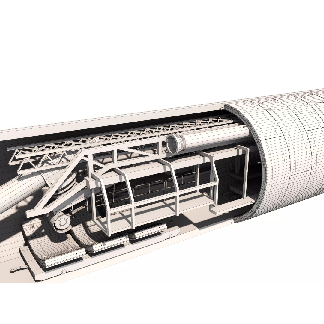 Tunnel Boring Machine 3D Model – Low Poly Industrial Asset, FBX, OBJ - View 13
