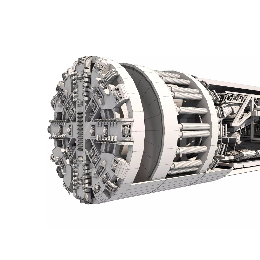 Tunnel Boring Machine 3D Model – Low Poly Industrial Asset, FBX, OBJ - View 14