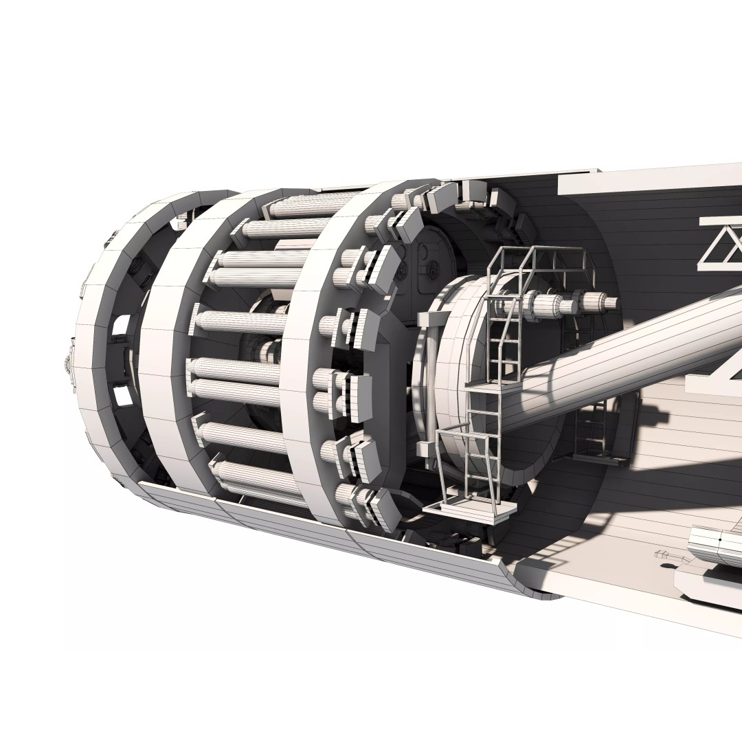 Tunnel Boring Machine 3D Model – Low Poly Industrial Asset, FBX, OBJ - View 15