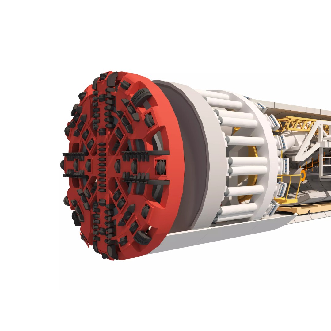 Tunnel Boring Machine 3D Model – Low Poly Industrial Asset, FBX, OBJ - View 4