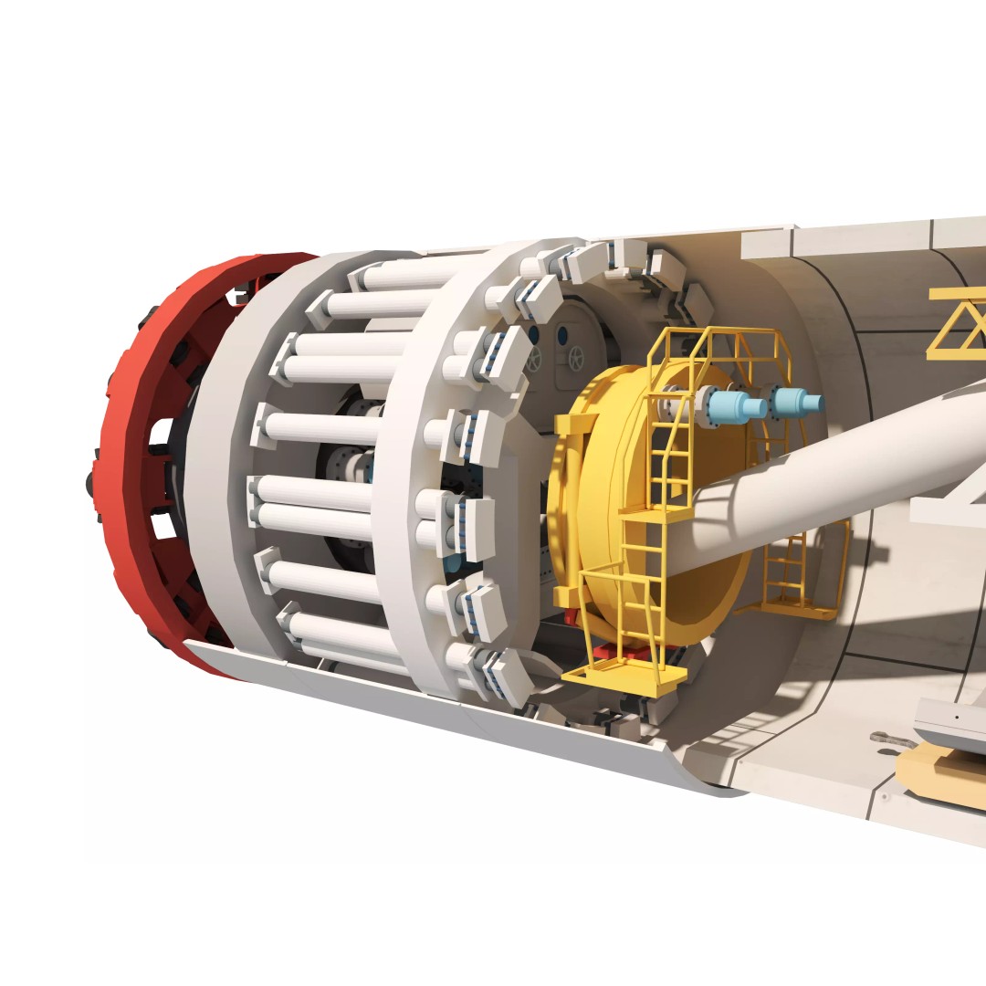 Tunnel Boring Machine 3D Model – Low Poly Industrial Asset, FBX, OBJ - View 5