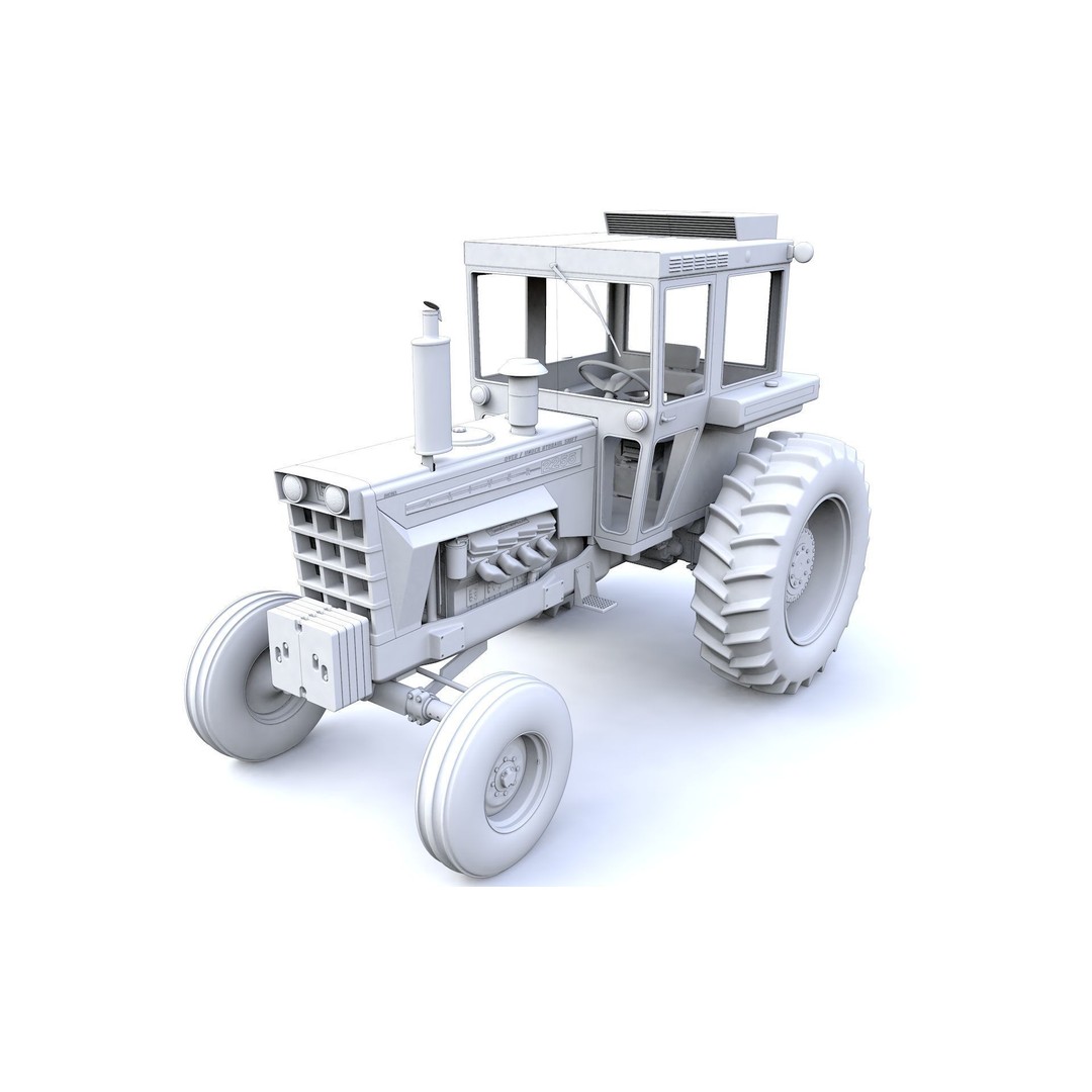 Oliver 2255 2WD Tractor 3D Model – High Detail Vintage Farm Asset, FBX