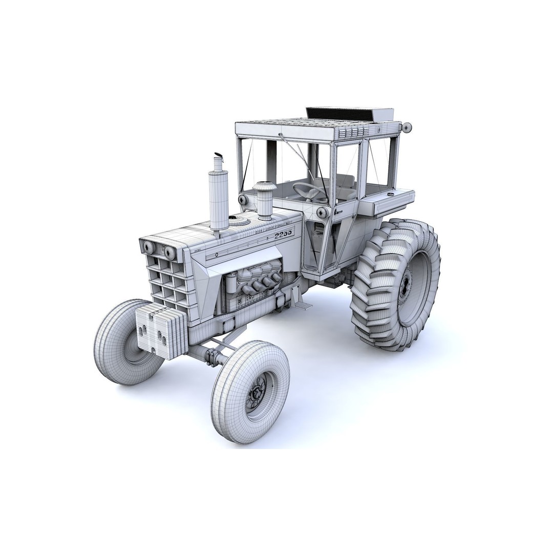 Oliver 2255 2WD Tractor 3D Model – High Detail Vintage Farm Asset, FBX - View 15