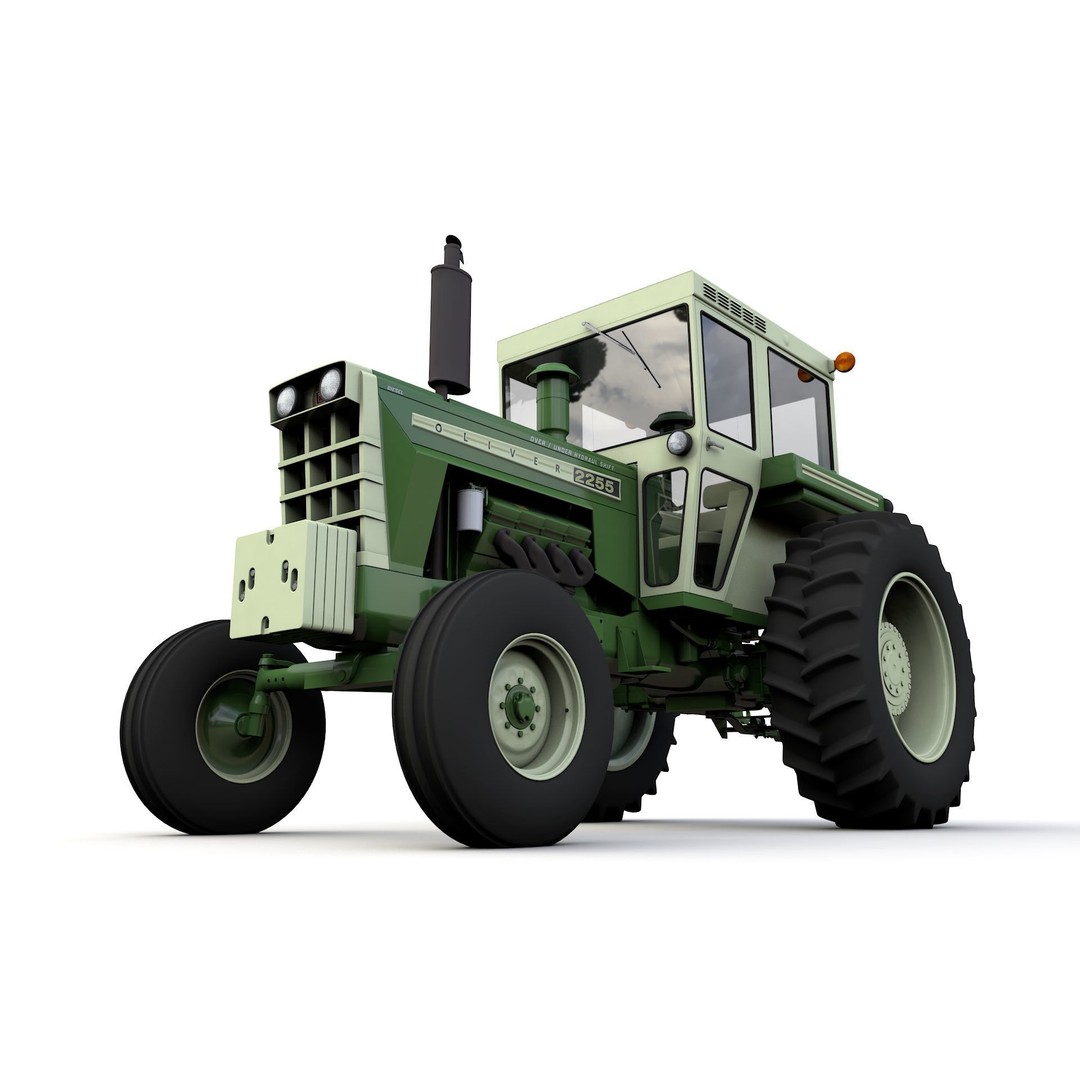 Oliver 2255 2WD Tractor 3D Model – High Detail Vintage Farm Asset, FBX - View 3
