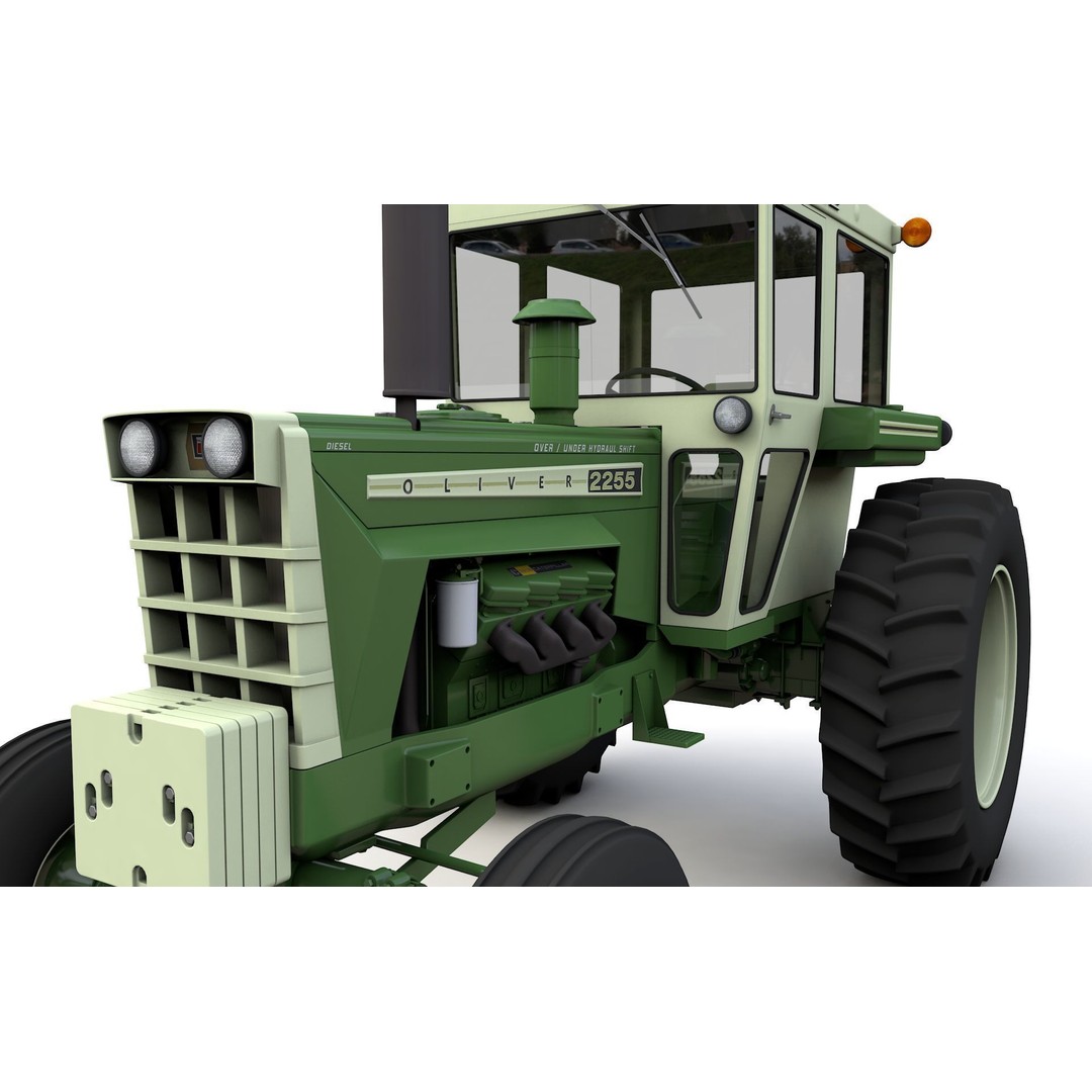 Oliver 2255 2WD Tractor 3D Model – High Detail Vintage Farm Asset, FBX - View 9