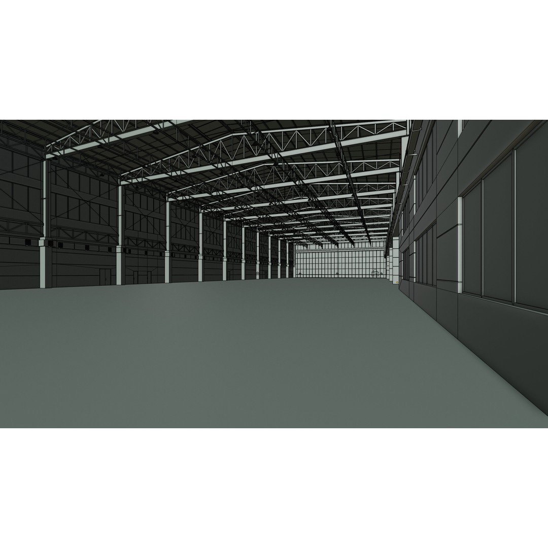 Airplane Hangar 3D Model – Low Poly Interior Scene, FBX, OBJ - View 13