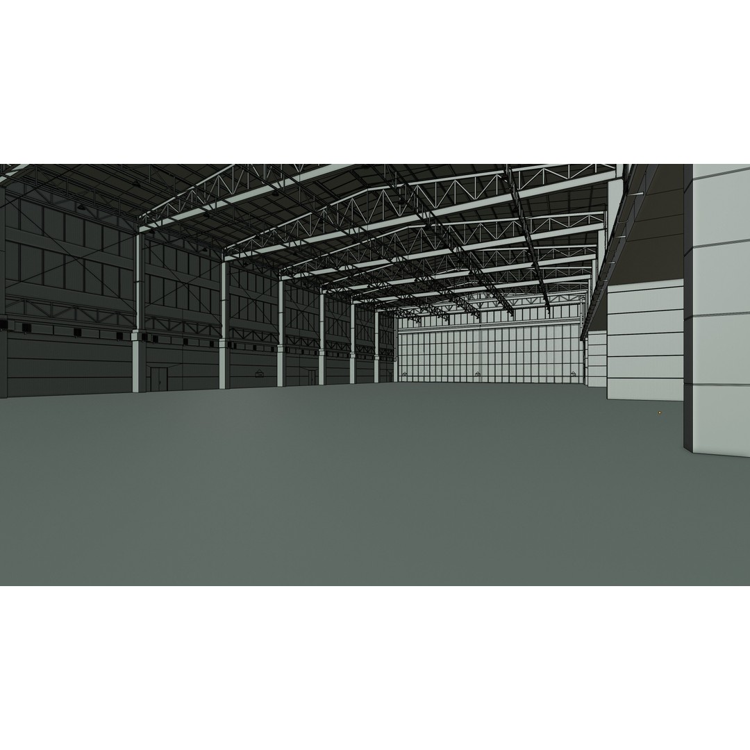 Airplane Hangar 3D Model – Low Poly Interior Scene, FBX, OBJ - View 14
