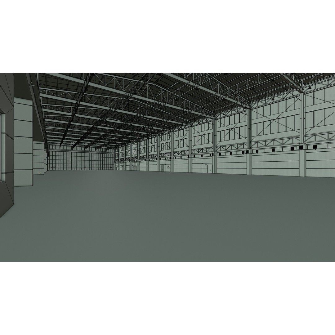 Airplane Hangar 3D Model – Low Poly Interior Scene, FBX, OBJ - View 15