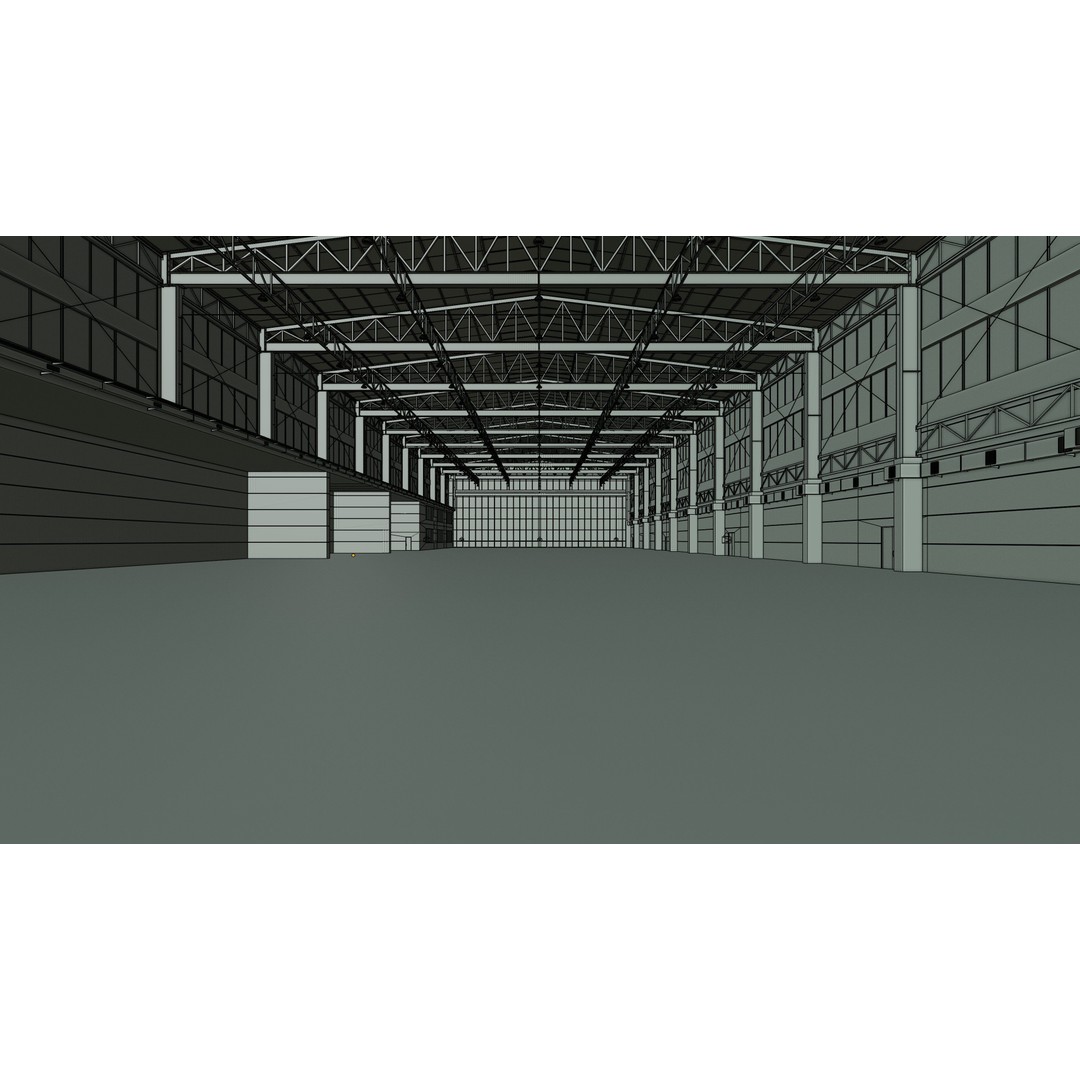 Airplane Hangar 3D Model – Low Poly Interior Scene, FBX, OBJ - View 16