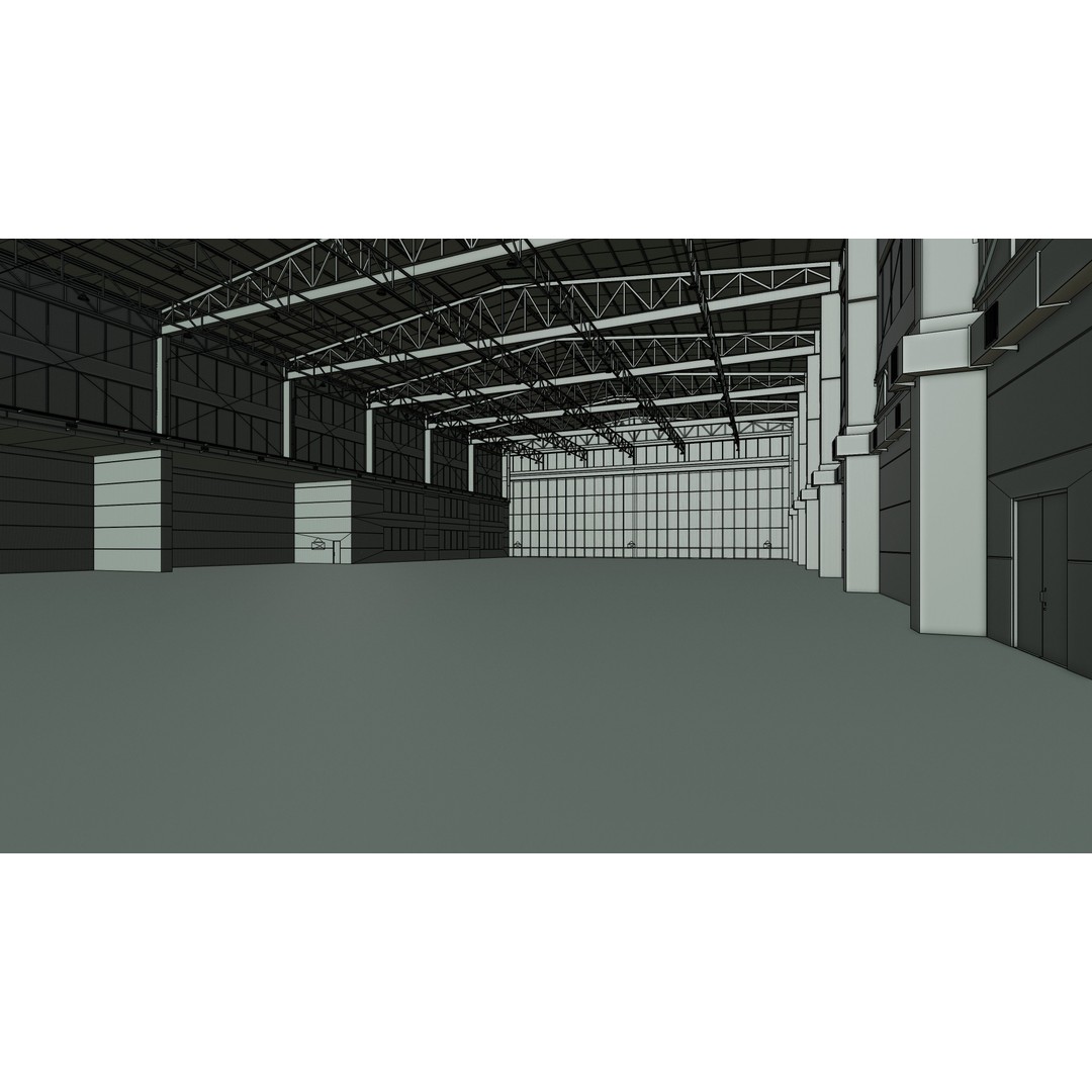 Airplane Hangar 3D Model – Low Poly Interior Scene, FBX, OBJ - View 18